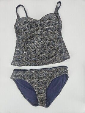 Bond-Eye Australia Blue and Gold Abstract Print Tankini Set